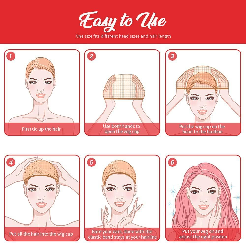 HIGHROCK Hair Nets for Wigs, 4 Pack, Light Brown, Stretchy Nylon Wig Caps image number 3