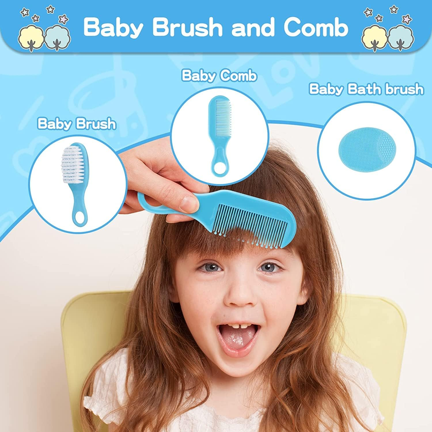 Baby Healthcare and Grooming Kit, 20 in 1 Baby Safety Set Newborn Nursery Health Care Set with Hair Brush Scale Nail Clippers for Baby Girls Boys (Blue 20 in 1) image number 5