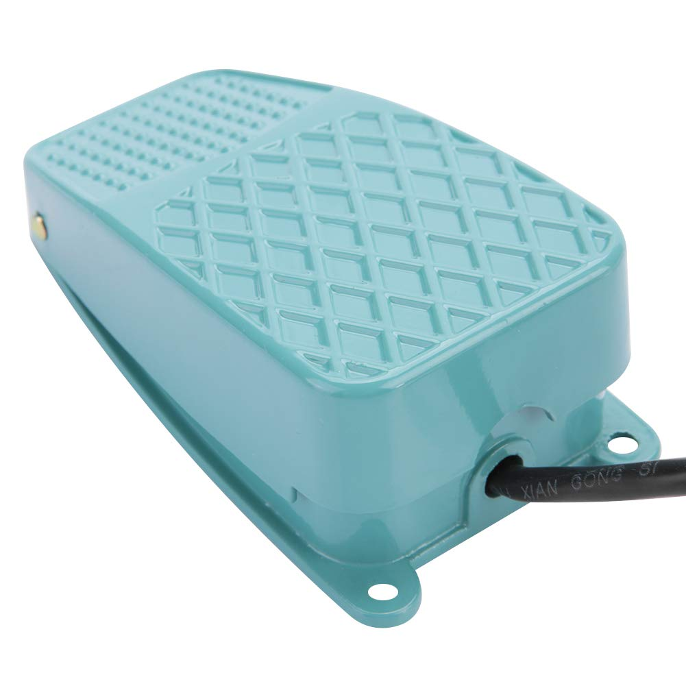TFS-2 Foot Switch Pedal Switch, Foot Switch Power Pedal Switch Momentary Pedal Switch Non-Slip Metal Green AC 250V 10A