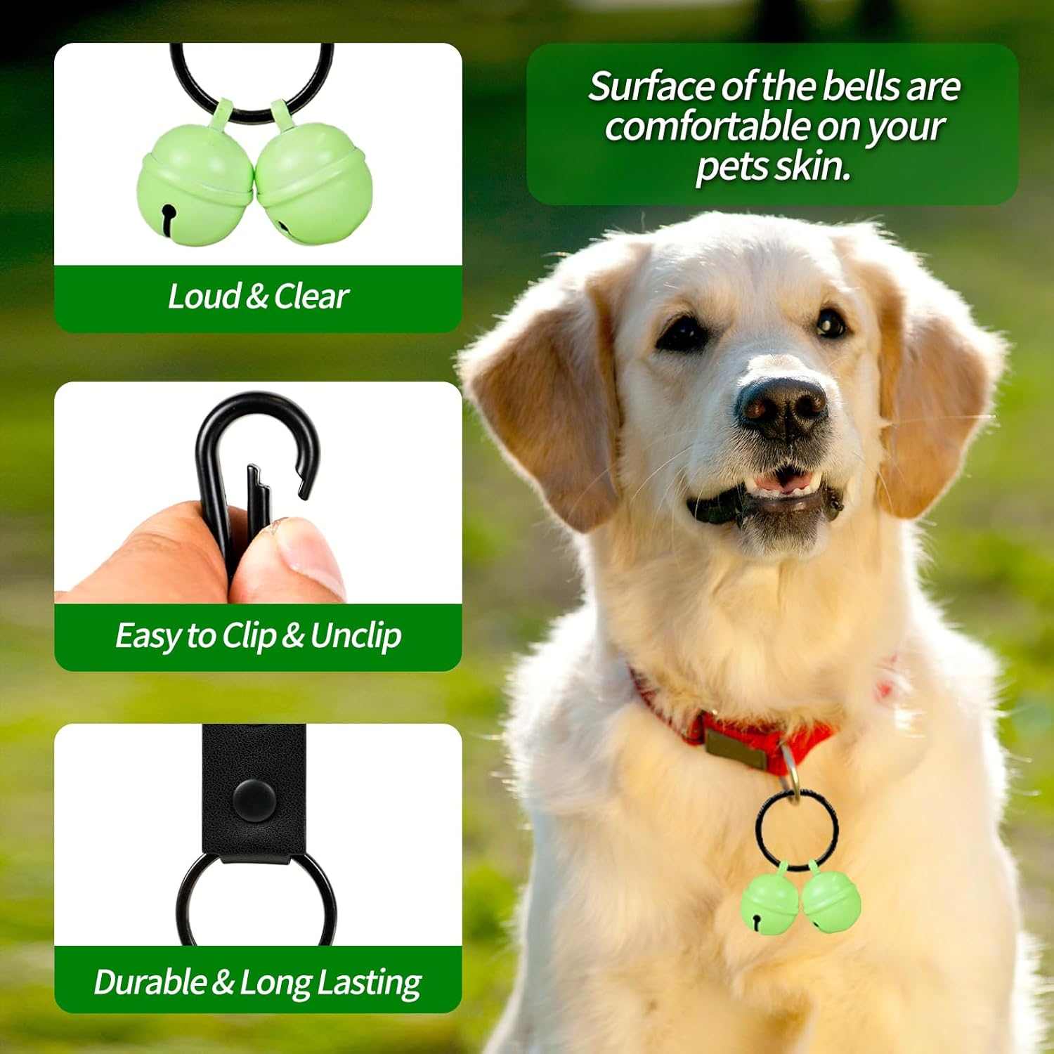 Bells for Dog Collar, Extra Loud Dog Cat Glow Bell for Pet Tracking & Saving Wildlife, Birds, Durable Copper Bells