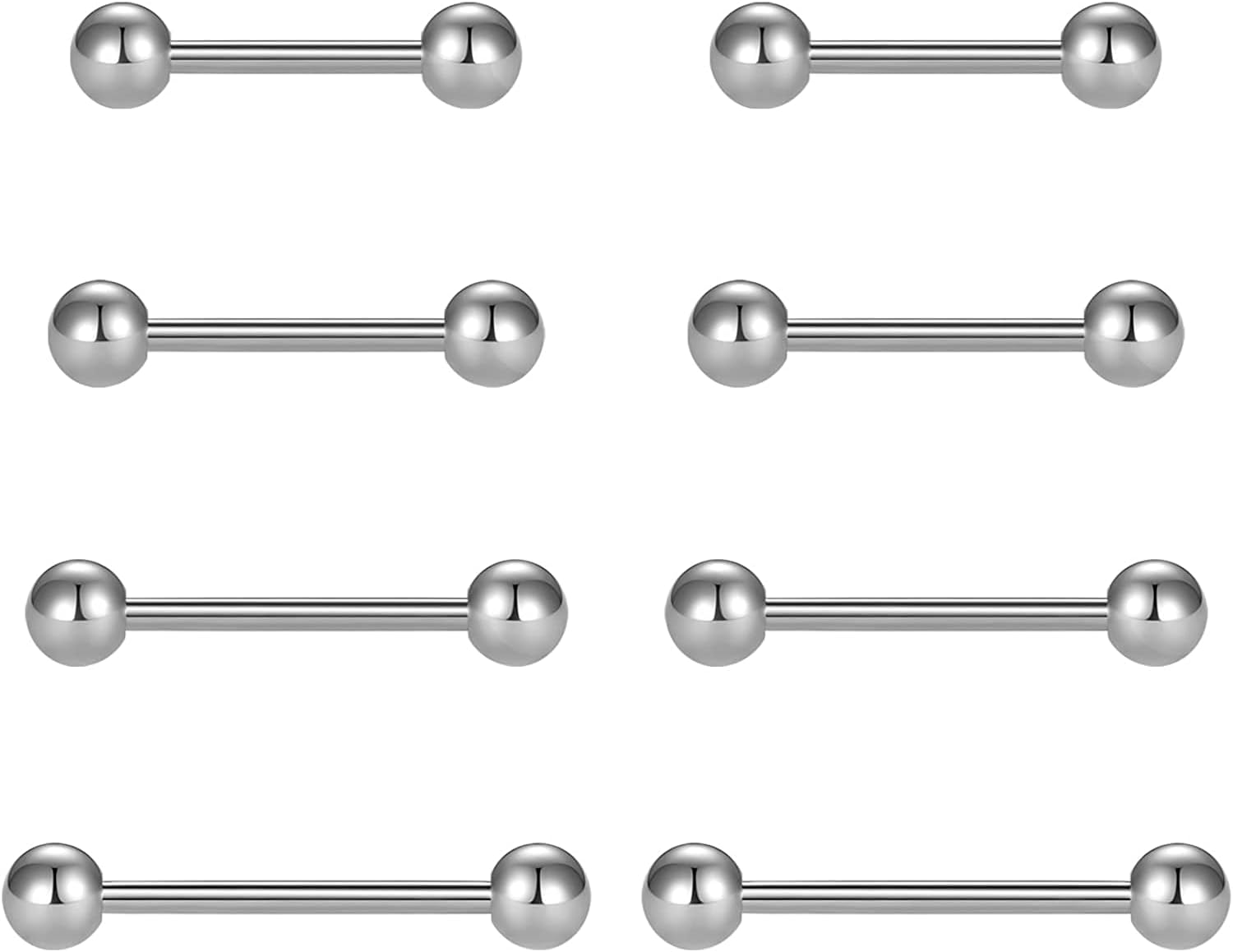 Briana Williams Nipple Rings Tongue Rings Stainless Steel Straight 14G Barbells Piercing Jewelry 12Mm,14Mm,16Mm,18Mm