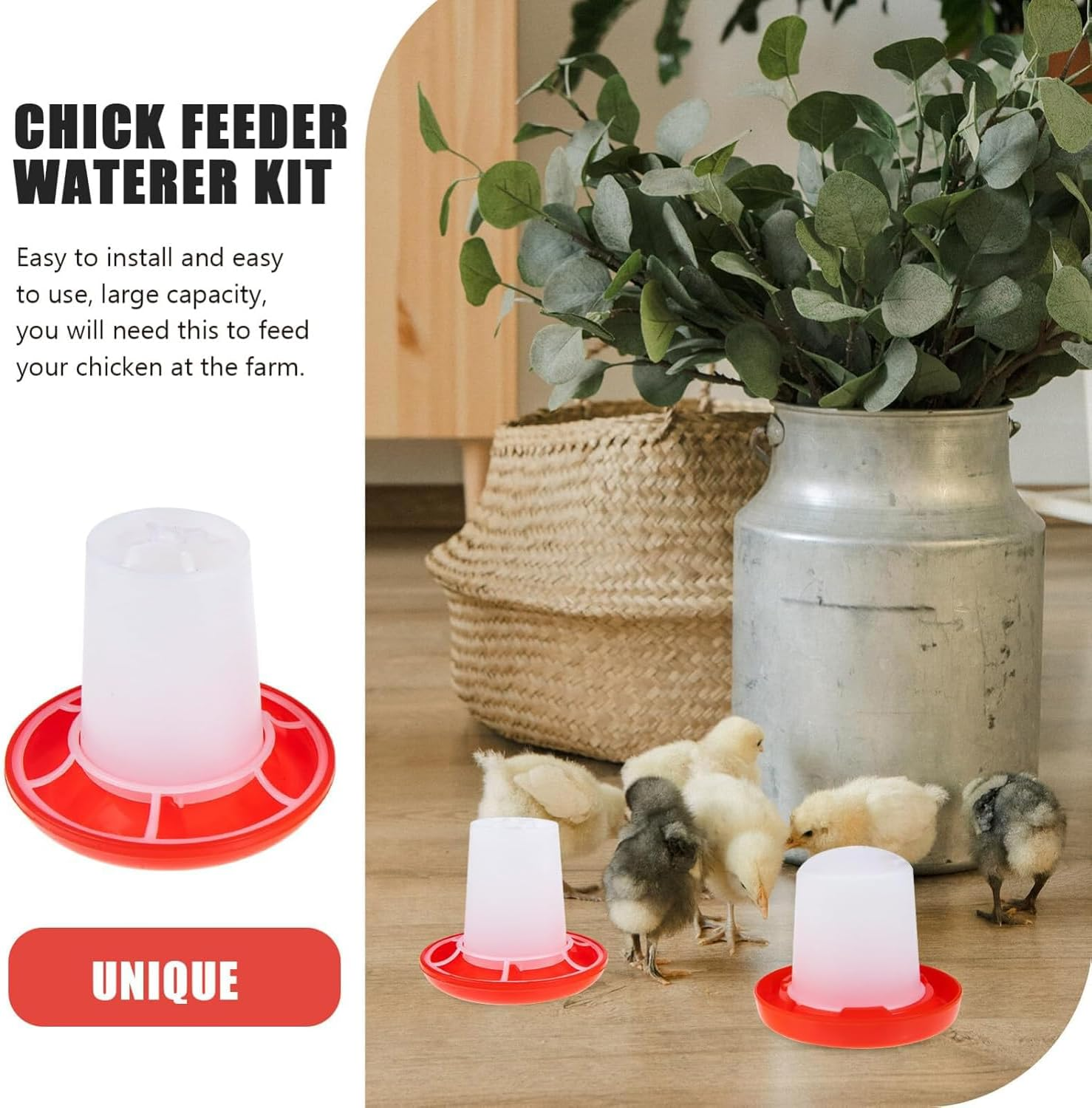 Xinghonyac Chick Feeder and Drinker Kit, Poultry Breeding Feeder Water Feeder, Plastic Automatic Feeding and Watering Feeder for Chicks, Ducks, Gooses image number 2