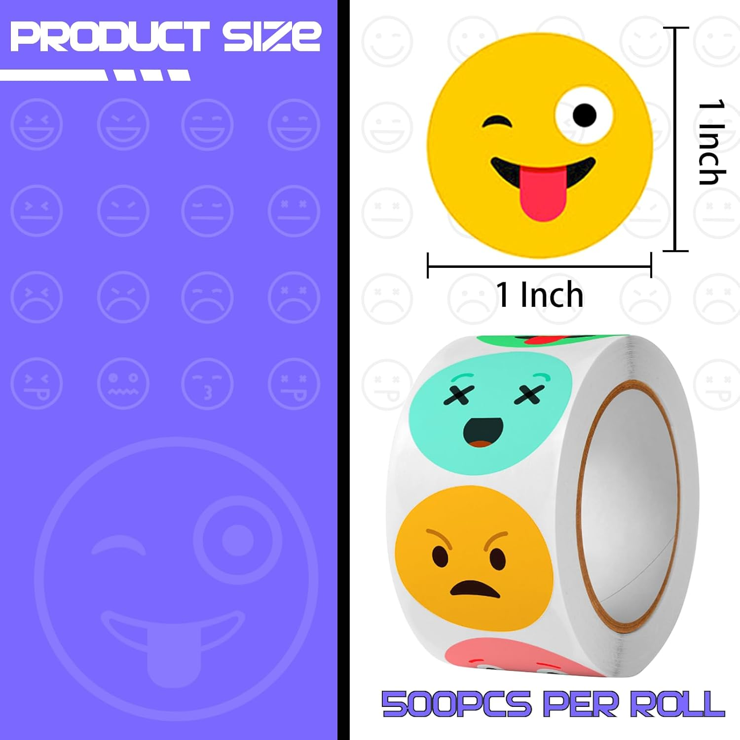 Eideos 1500 PCS Smiley Face Stickers Teachers Reward Stickers for Classroom 8 Colors Style Incentive Stickers Behavior Chart Stickers (1" Each, 3 Rolls)