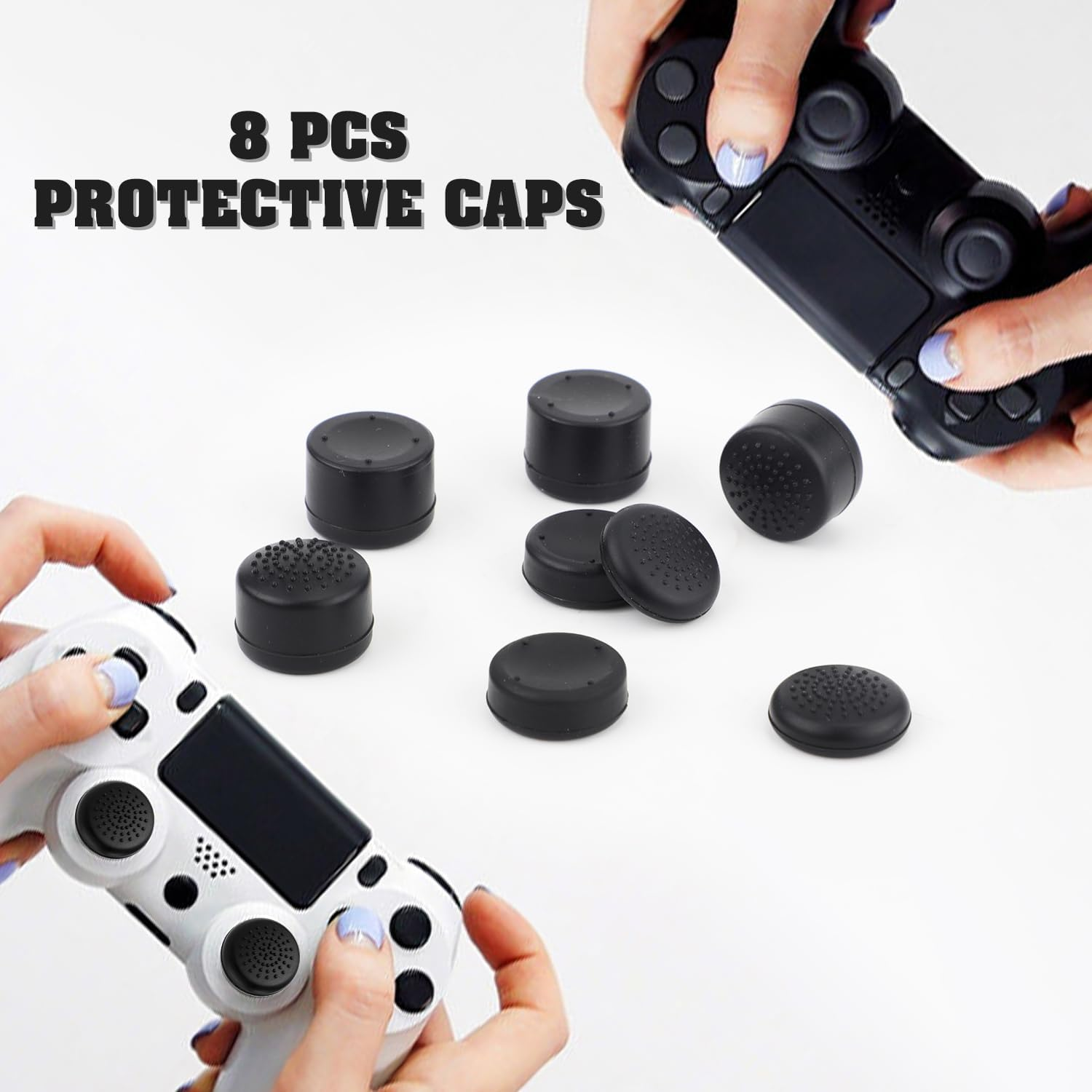 8Pcs Thumb Grip Caps for Playstation Portal, Silicone Joystick Covers Controller Thumb Stick Caps Compatible with PS5 PS4 Xbox One Xbox Series X/S Nintendo Switch Pro Joysticks image number 4