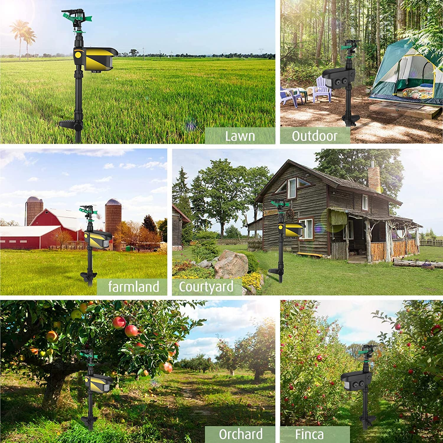 Solar Power Motion-Activated Sprinkler Animal Repeller with 3 Time Modes Adjustable Spray Angle & Sprinkle Distance for Garden Farm