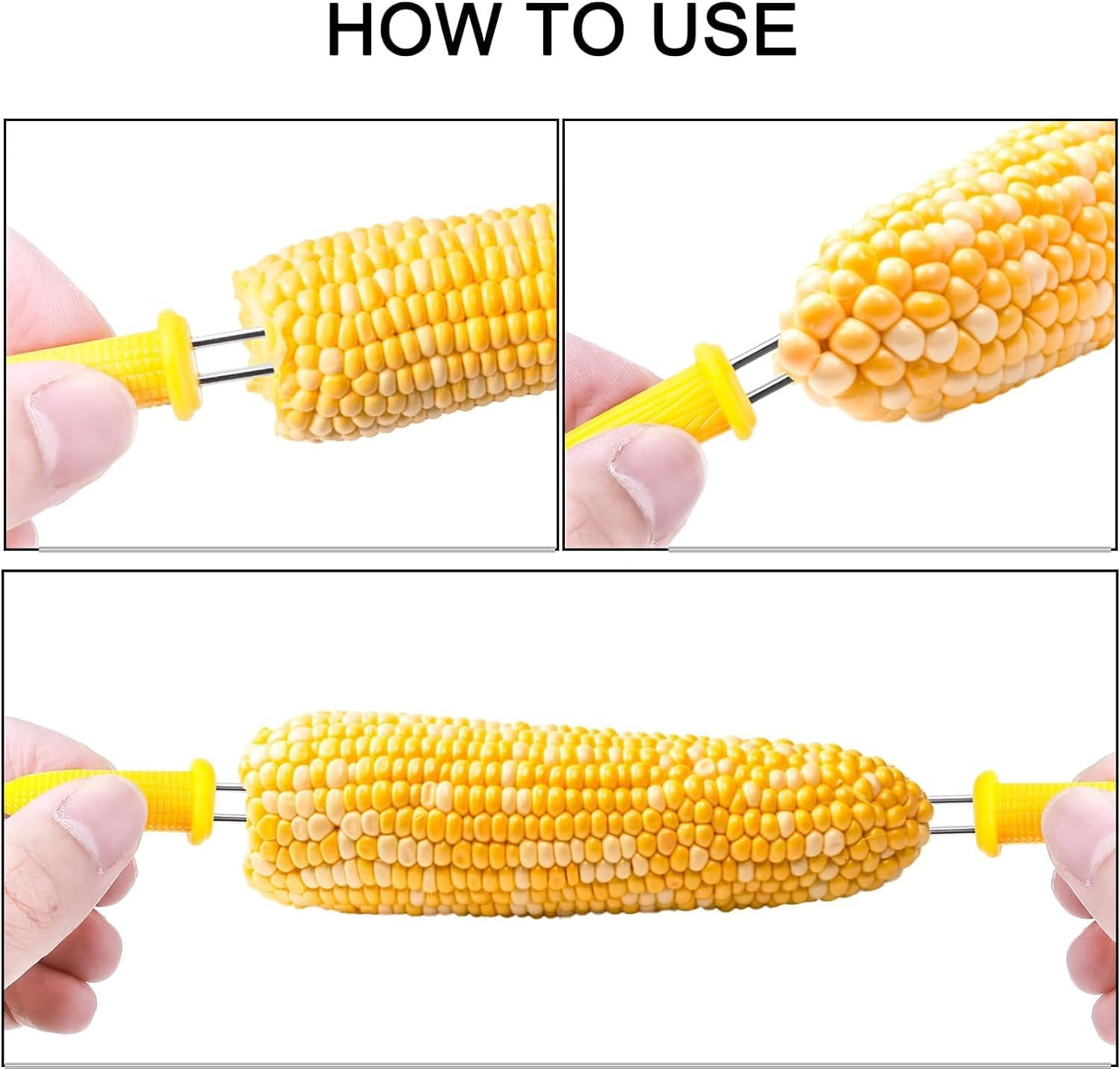 Stainless Steel Corn Holders with Storage Box, 20Pcs Corn on the Cob Holders BBQ Fork Skewers