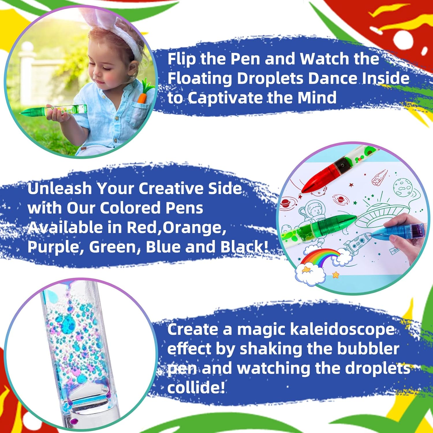 YUE Action Liquid Motion Timer Pen 2 Pack / Liquid Timer Pen / Multi Colored Fidget Pen for for Office Desk Toys, Novelty Gifts ,Novelty Toys (Red+Green) image number 6