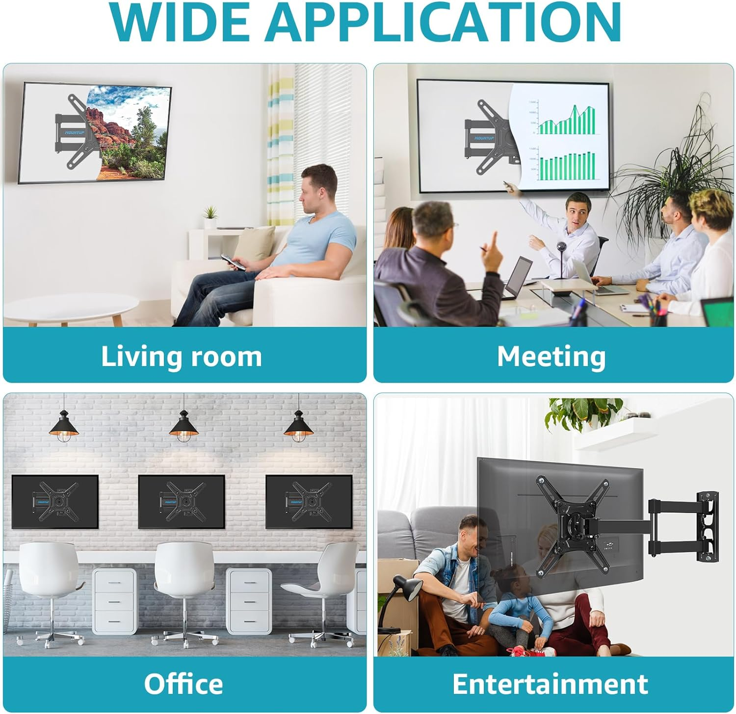 MOUNTUP Full Motion TV Monitor Wall Mount for Most 14-42 Inch LED LCD Flat Screen Tvs & Monitors, Swivels Tilts Extension Rotation, TV Bracket Max VESA 200X200Mm, up to 33 Lbs. image number 6