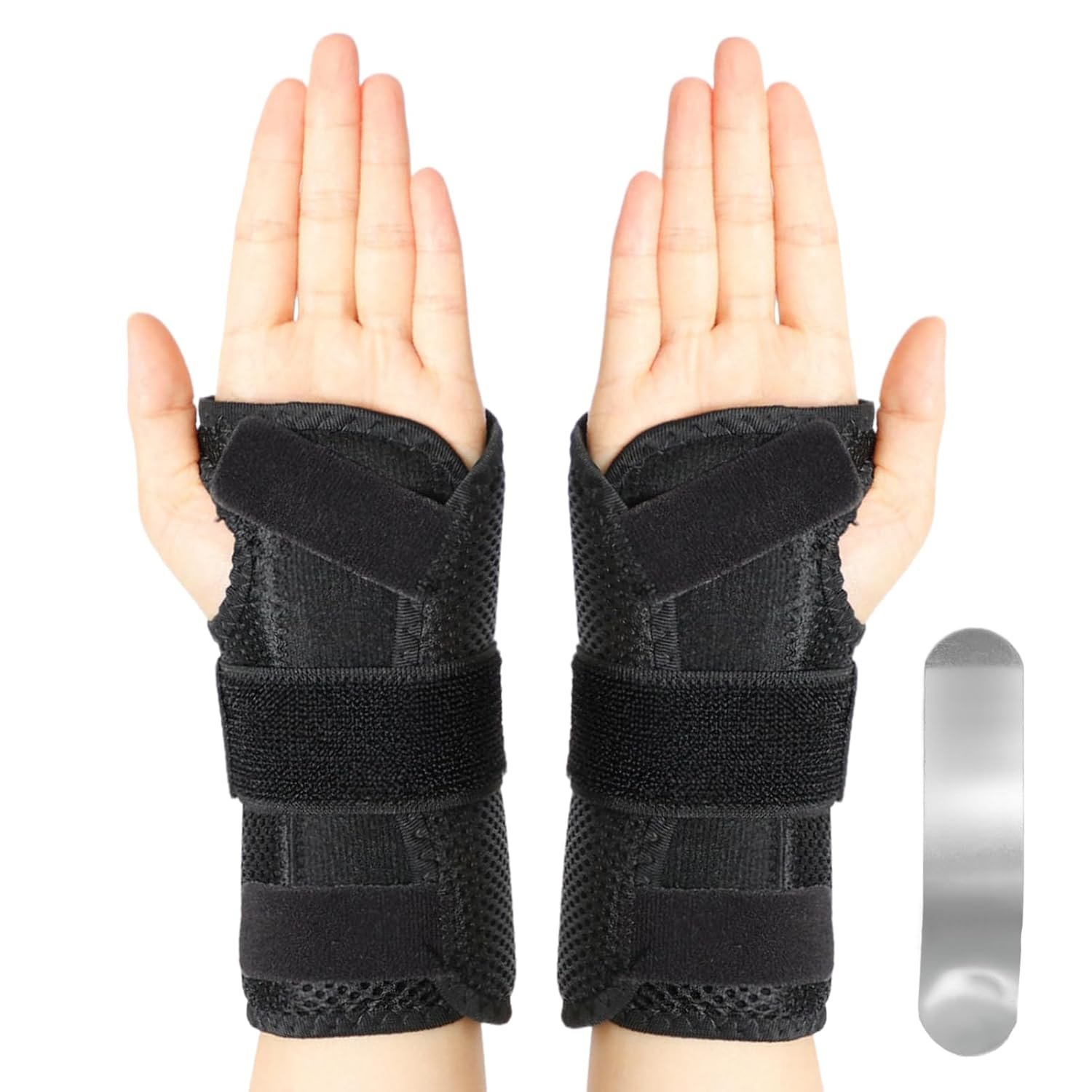 2 Pcs Carpal Tunnel Wrist Brace, Wrist Splint, Wrist Support Suitable for Both Hands (Steel), TFCC Relief, Breathable & Comfortable for Sleeping Work Sport Snowboarding Gym image number 4