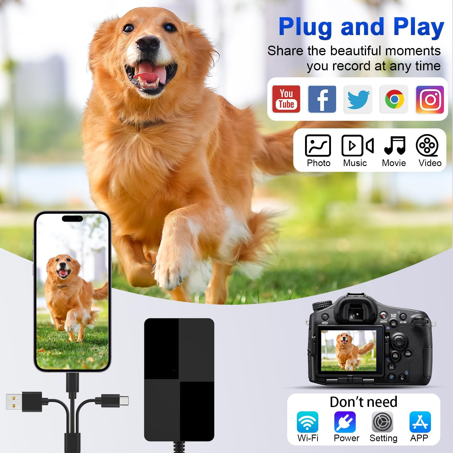 8 in 3 SD Memory Card Reader with 3 USB 2.0 Ports, Plug-And-Play Lightning/Usb-A/Usb-C SD Card Reader, SD/TF/CF/MS/XD Card Reader Compatible with Iphone/Ipad/Android/Mac, Memory Stick Pro Duo Adapter image number 2