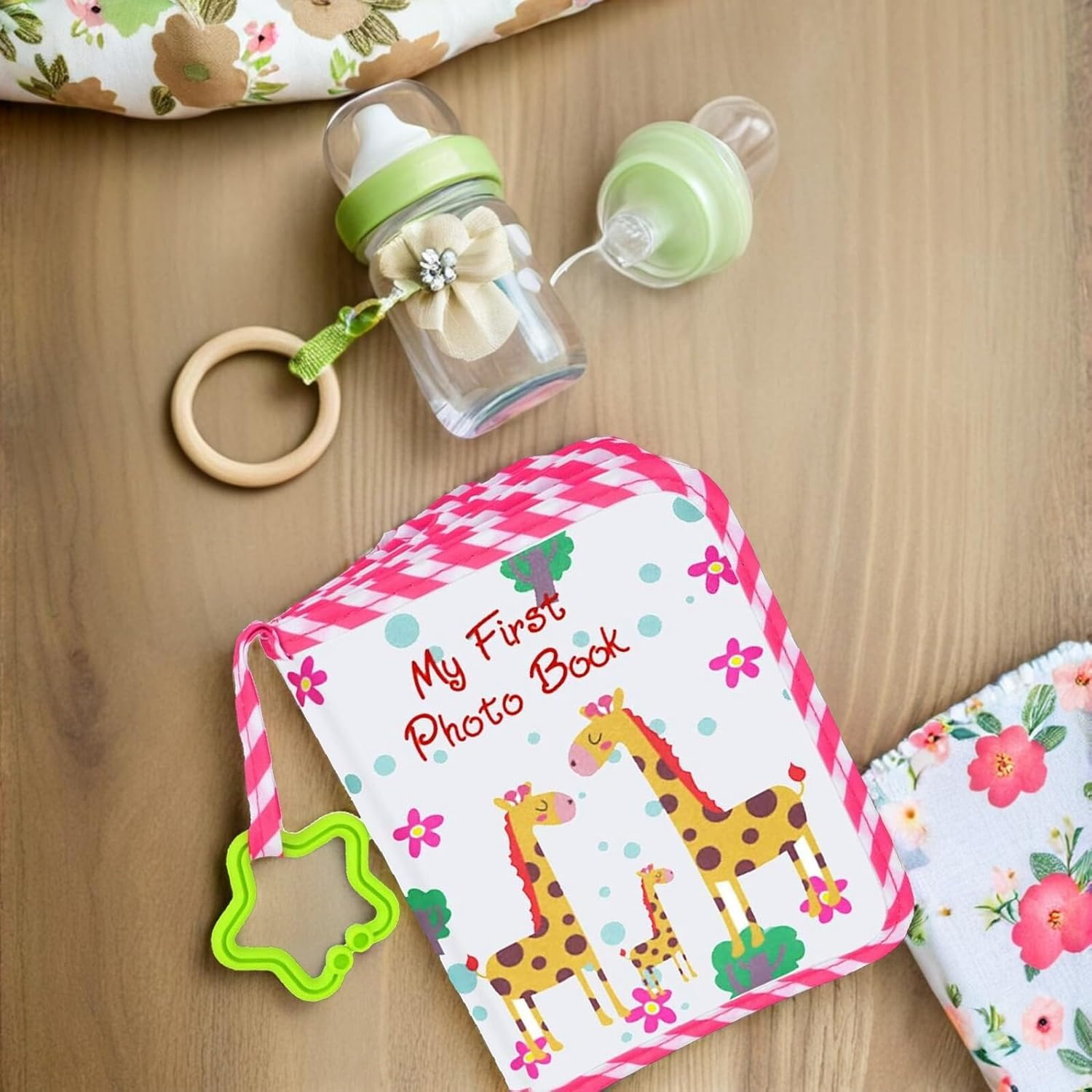 Yardwe Photo Album Soft Keepsake Book for First Year Memories Milestone Recording with Photo Pockets Boys Personalize with Stickers image number 2