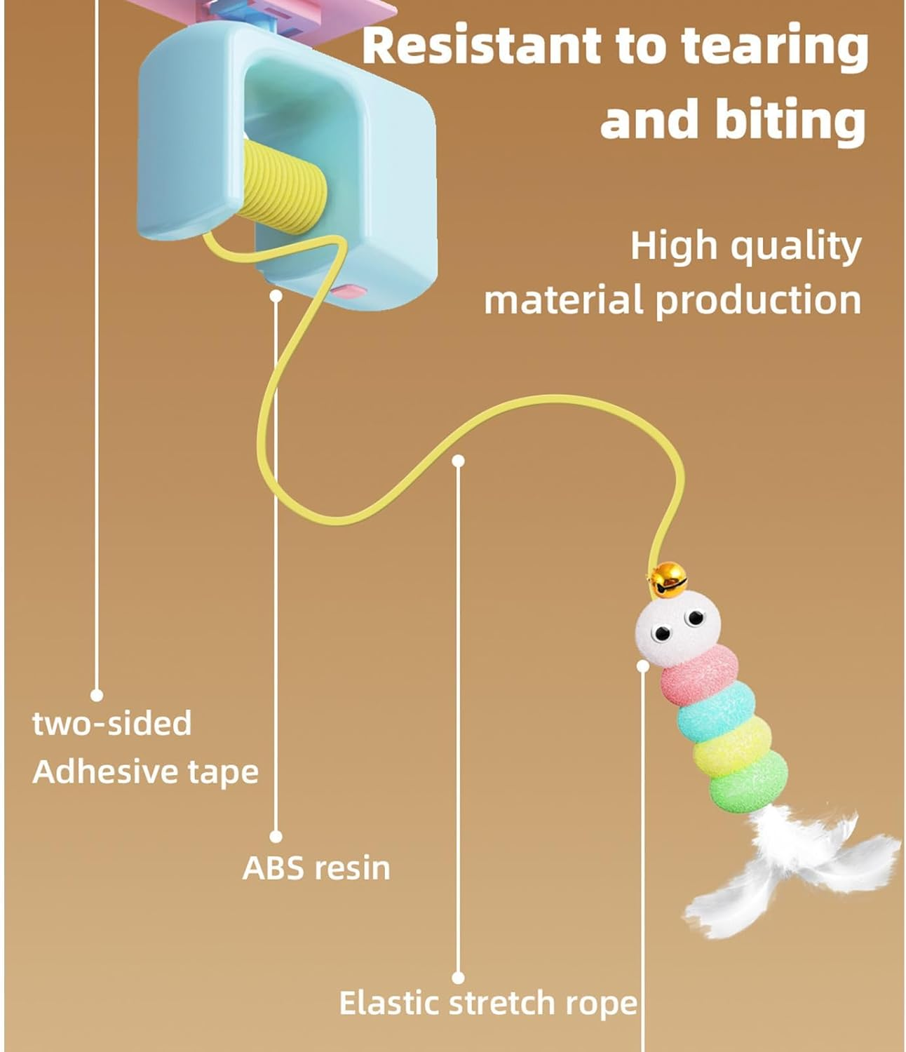 Pet Stress Relief Toys for Cats, Rechargeable Interactive Hanging Door Cat Toy, Automatic Electric Flying Bird Cat Toy for Hunting Exercising Eliminating Boredom, for All Breeds (Pink) image number 4