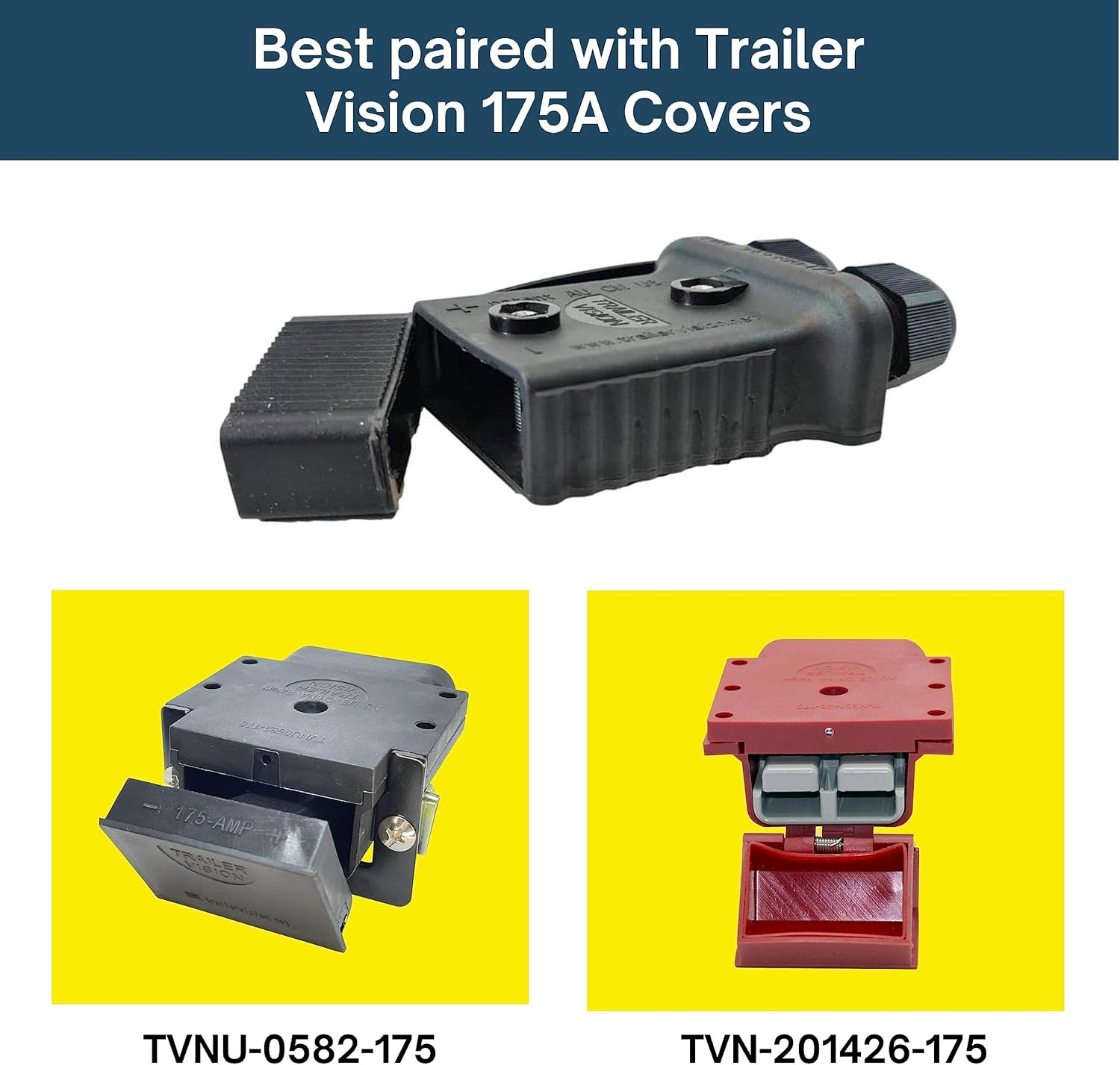 Trailer Vision 175A Anderson Connector Protective Covers - SB 175A Amp Dust Cover Assembly - UV Insulated Protection Compatible with Solar, Marine, Mobile, Industrial, Battery Boxes - 175AA Black image number 6