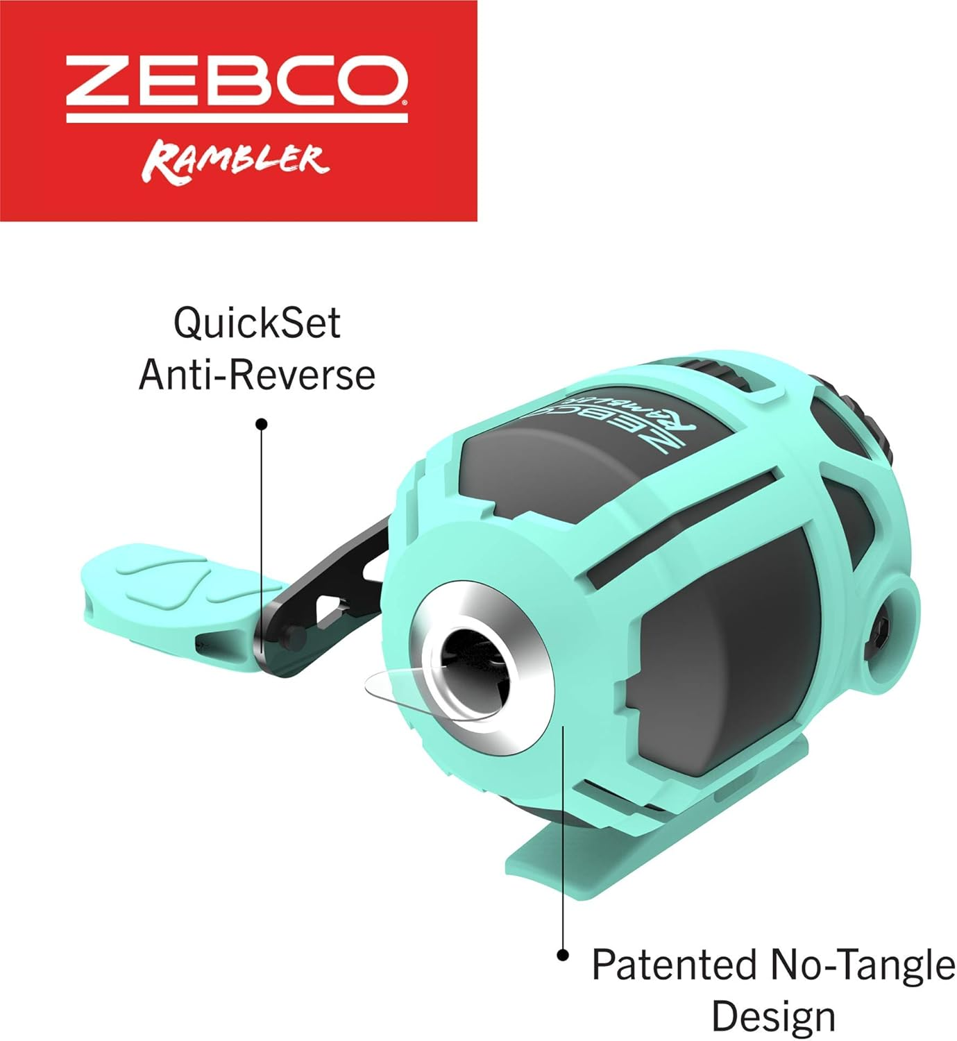 Zebco Rambler Fishing Reel and Rod Combo, Durable Fiberglass Rod with Built-In Carabiner, Patented No-Tangle Reel, Pre-Spooled with 8-Pound Zebco Fishing Line image number 2