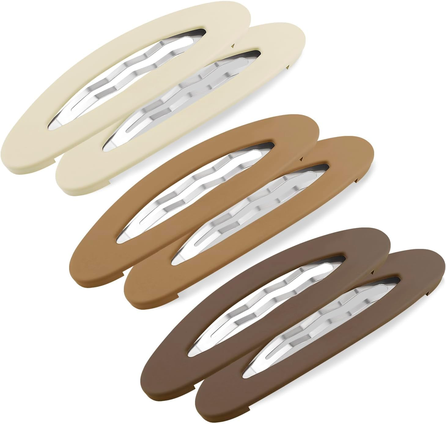 6Pcs Large Snap Hair Clips Beige Matte Snap Hair Barrettes for Girls Women Hair Accessories (9Cm)