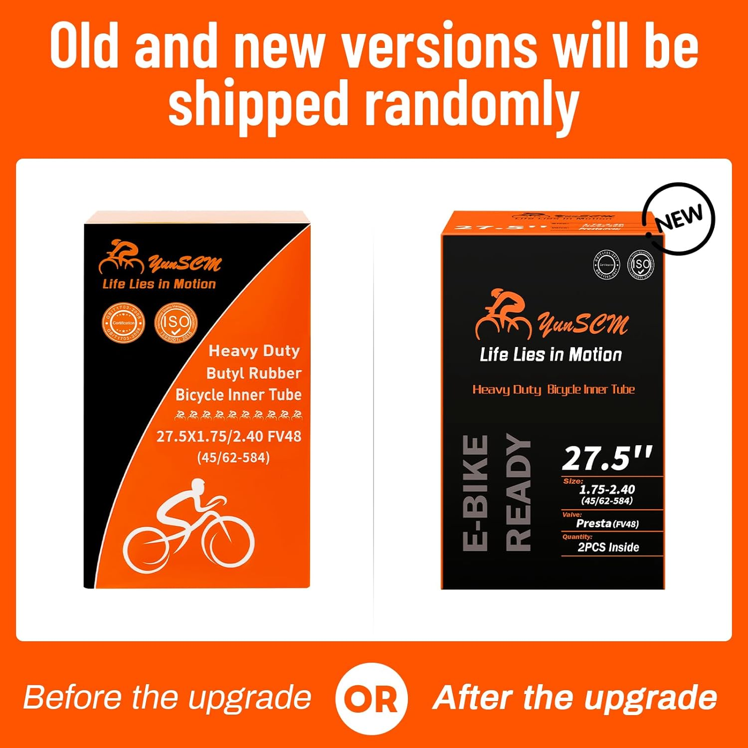 Yunscm 2 Pcs,Heavy Duty 27.5X1.95 Bike Tubes,27.5X1.75/2.4 Bike Inner Tubes,Presta Valve 48Mm,Ideal for High Wheel Rims,Mountain Bike Tubes 27.5X1.75/1.95/2.10/2.125/2.25/2.35/2.40 image number 5