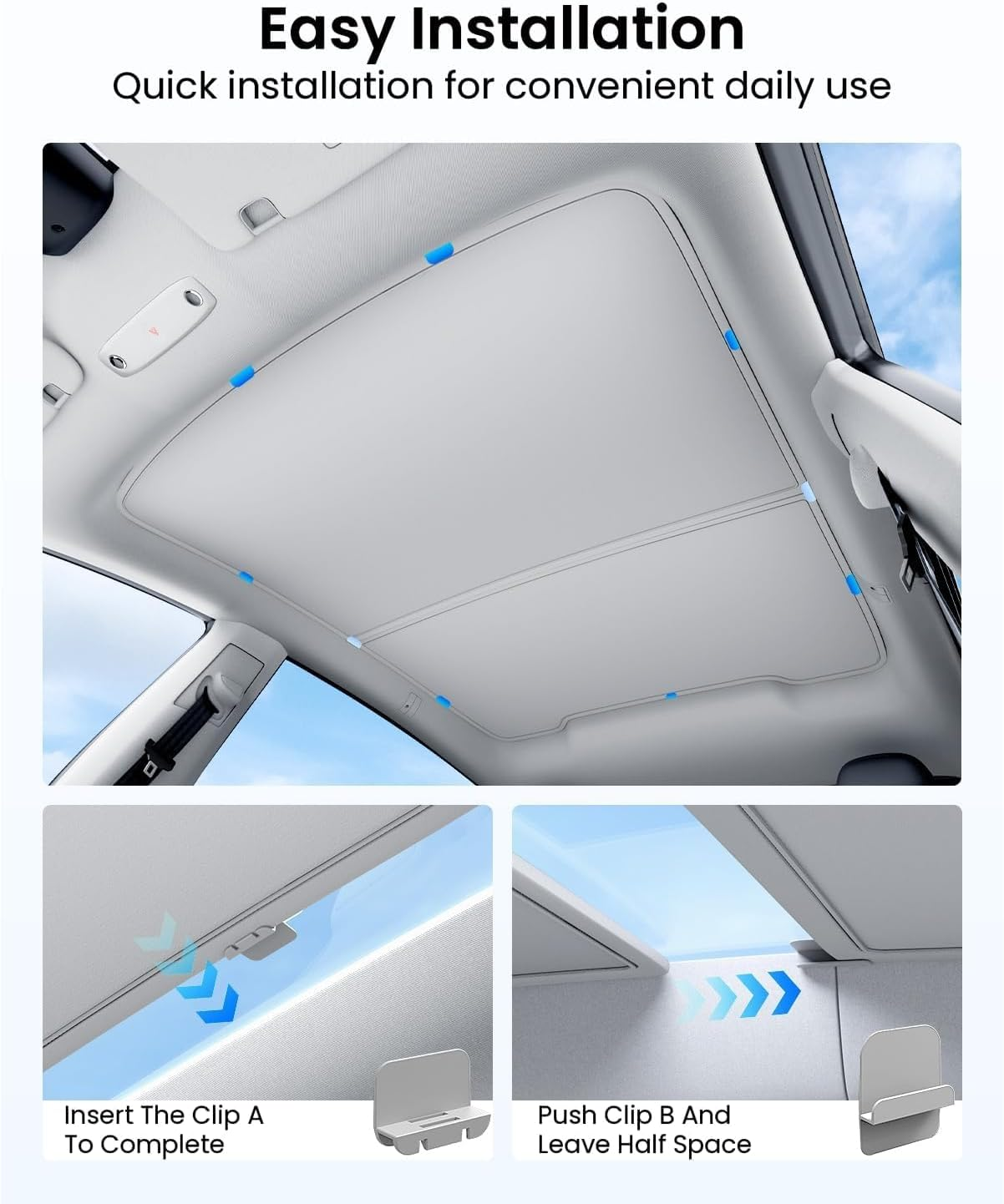 2025 Tesla New Model Y Juniper Sunshade Roof [No Gaps, No-Sagging] Magnetic-Mid Design Tesla Y Must-Have Accessories Heat Insulation Foldable Glass Shade for New Model Y Only, Beige Gray (Beige Gray) image number 1