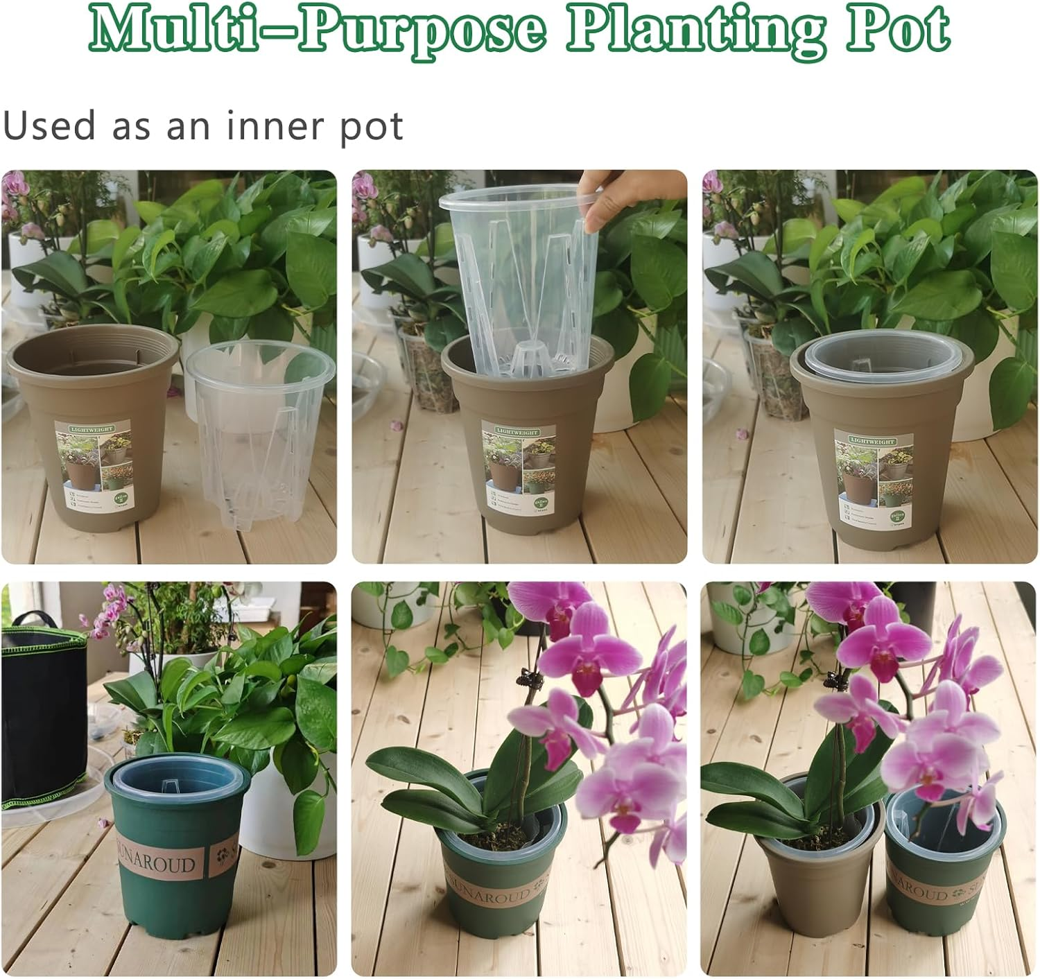 Orchid Pot, 3.9''W &times; 4.8''H 6 Pack,Orchid Pots with Holes,Sturdy Clear Plastic Orchid Pot for Repotting, Flower Plant Pot for Orchids Planter image number 1