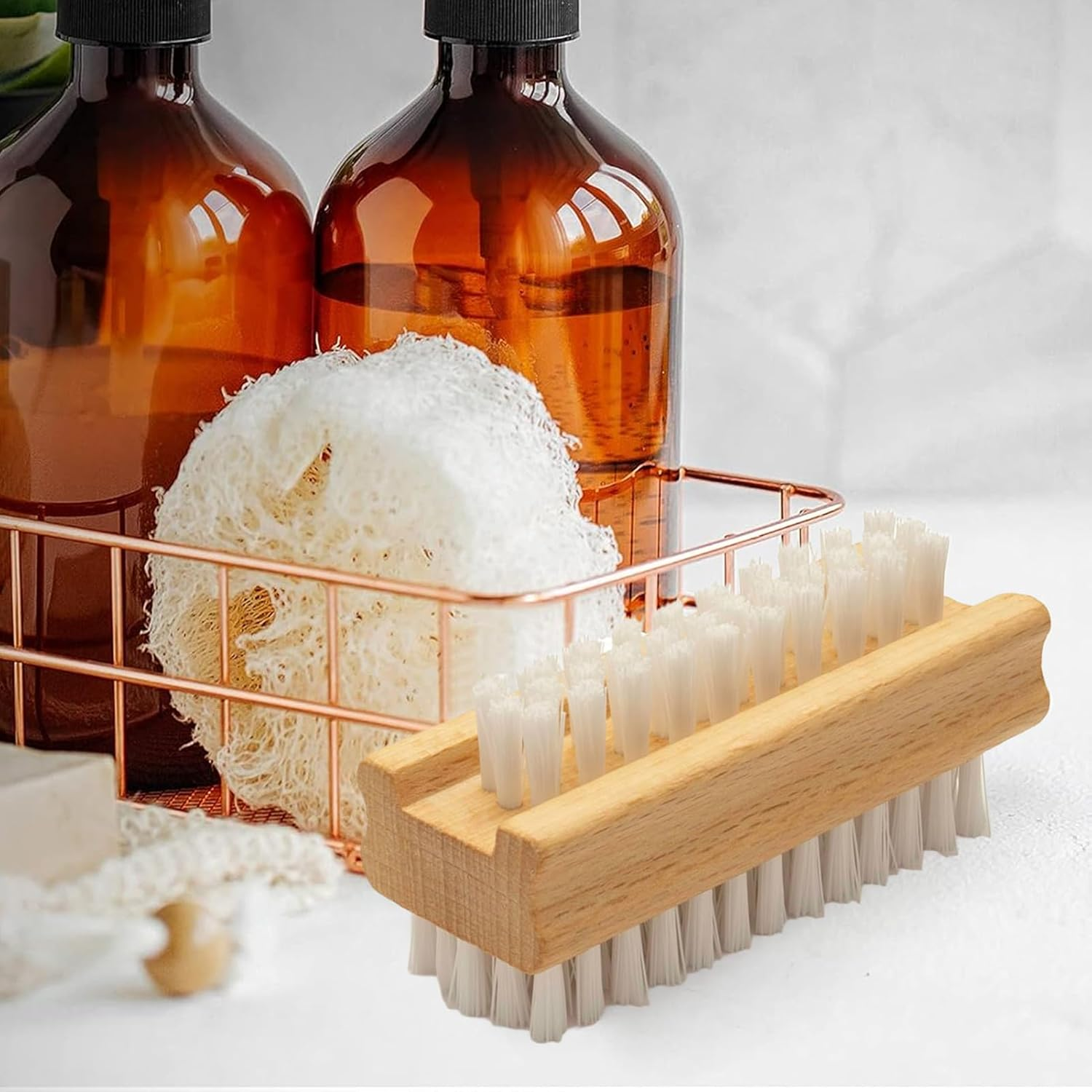 Nail Brushes for Cleaning, Nail Cleaner Brush Double-Sided - Natural Scrubber Cleaner Manicure Tools for Daily Salon Travel Women Men Kids