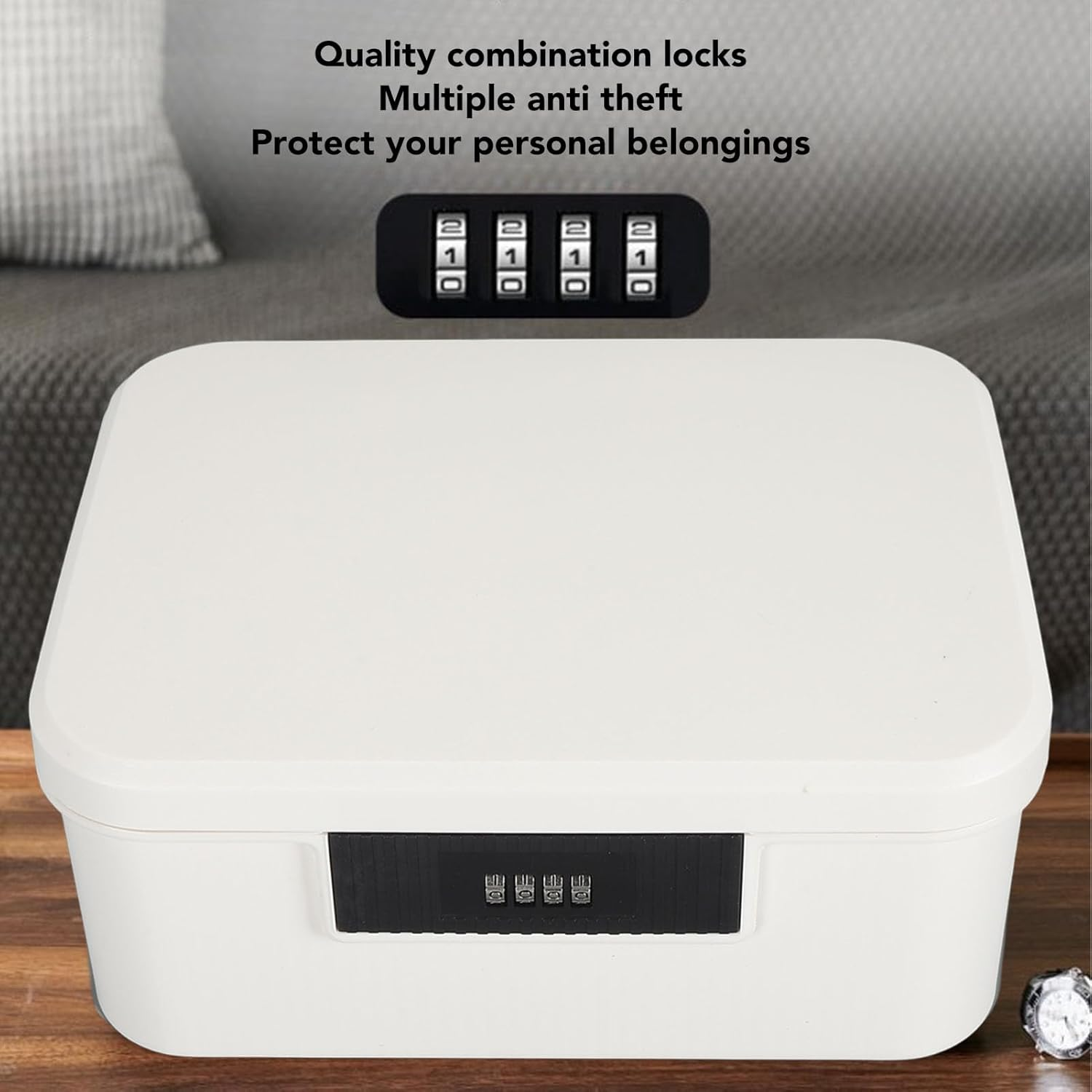 Lockable Storage Box, 9L Capacity Lockable Storage Trunk for Files Document Organizer, Double Layer Password Storage Locking Box, Lockable Storage Container Bin for Home Office