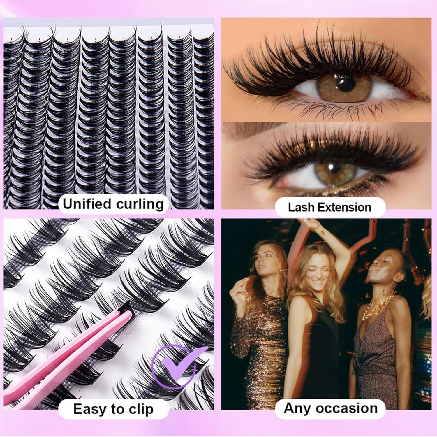 Cluster Lashes - 280Pcs Wispy Individual Eyelashes 8-16Mm Mix Cluster D Curl DIY Fluffy Eyelash Extensions image number 5