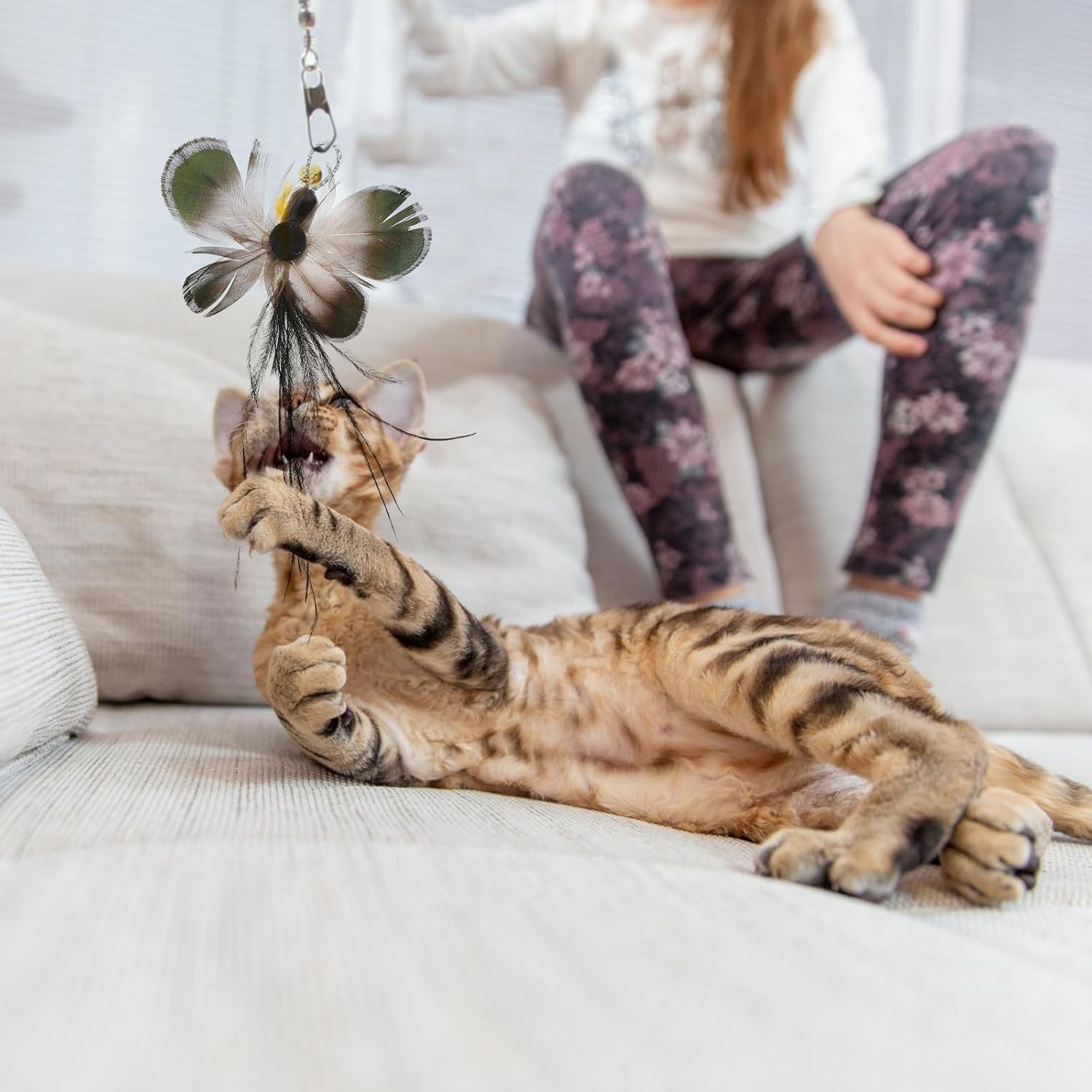 DOITOOL Replacement Head for Cat Teaser, Cat Toy for Home Cats, Cat Mouse Toy, Refill Packs for Cat Magic Sticks, Stick, Replacement, Insect, Kittens, Plastic, Pack of 6 image number 3