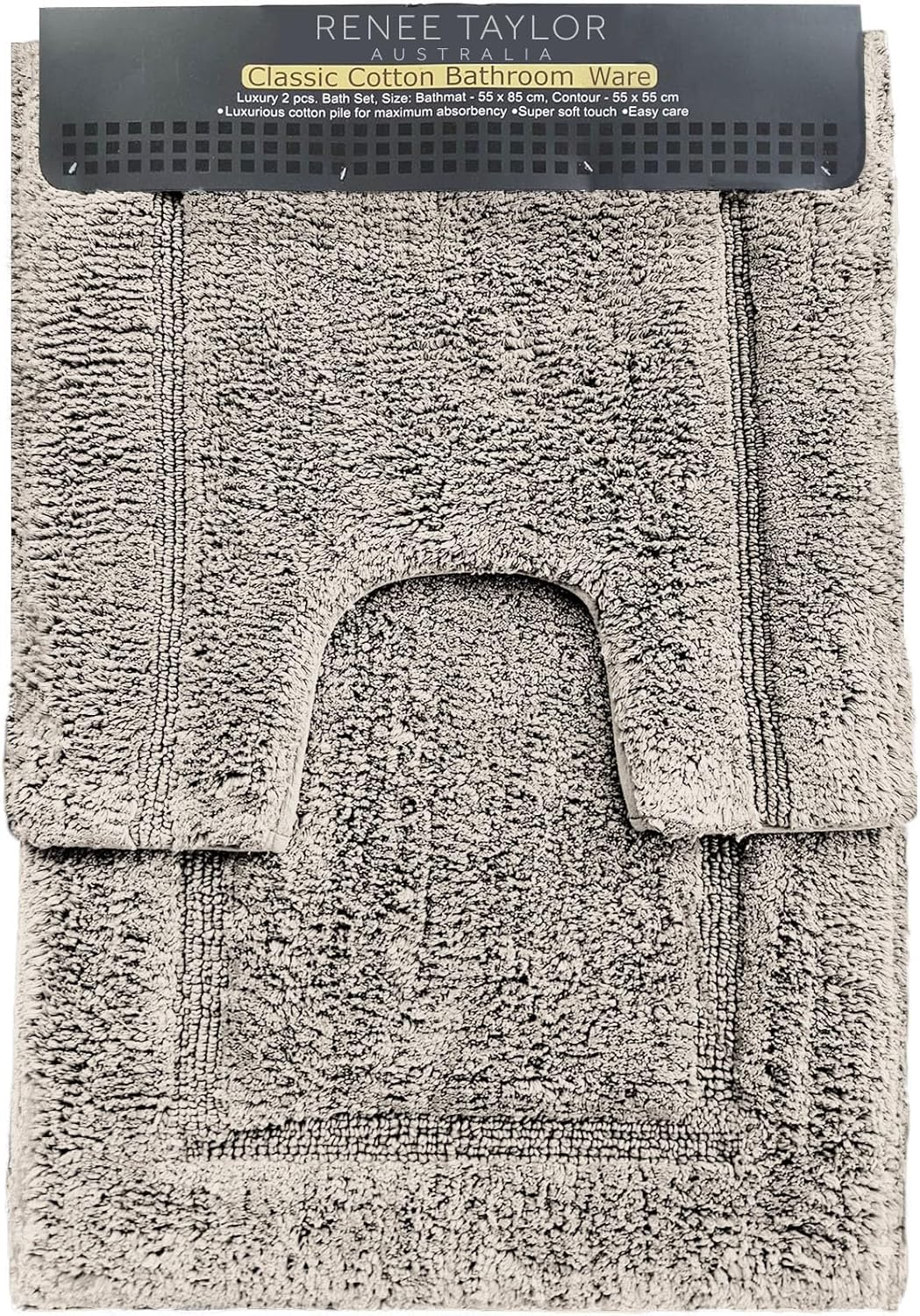 2Pc Renee Taylor Tufted Bath/Contour Mat Set Cotton 2200GSM Toilet/Shower Vapour