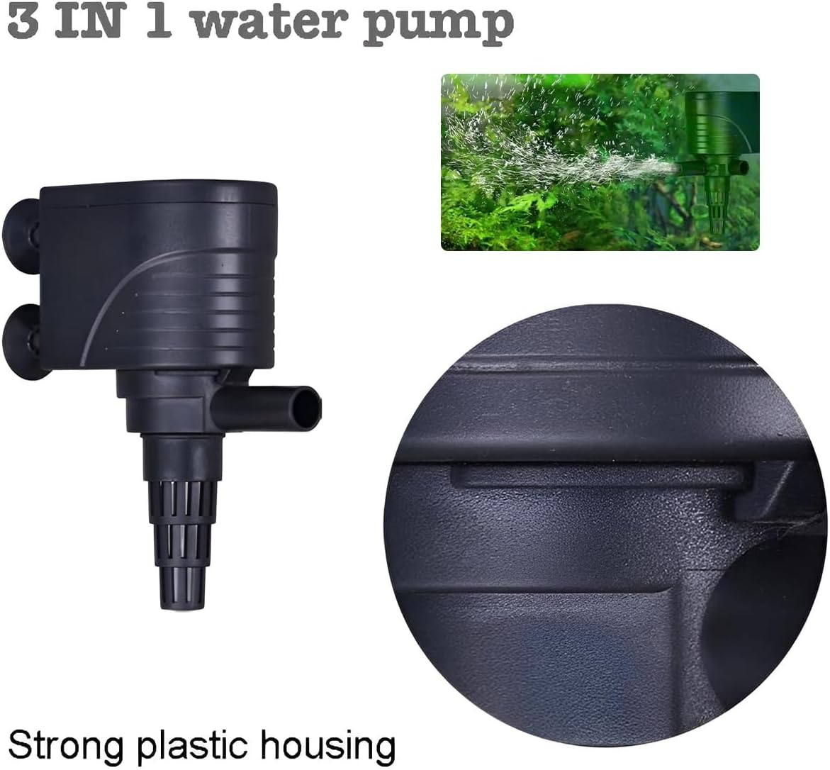 AIMALL 3-In-1 Mini Aquarium Filter - Submersible Water Purifier with Oxygen Pump, Energy-Efficient & Quiet Operation, Ideal for Various Tank Sizes, Includes Installation Accessories image number 6