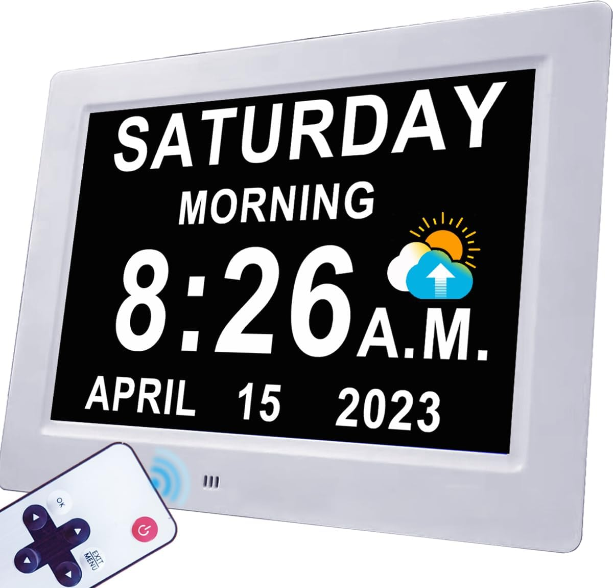 Newest, 19 Alarms Digital Talking Clock with Loud Voice Time Date, Auto DST, 20 Custom Reminders, 10-Level Dimmer, Sleep Trainer, Speaking Day Date Calendar Clock for Seniors Dementia- with Remote