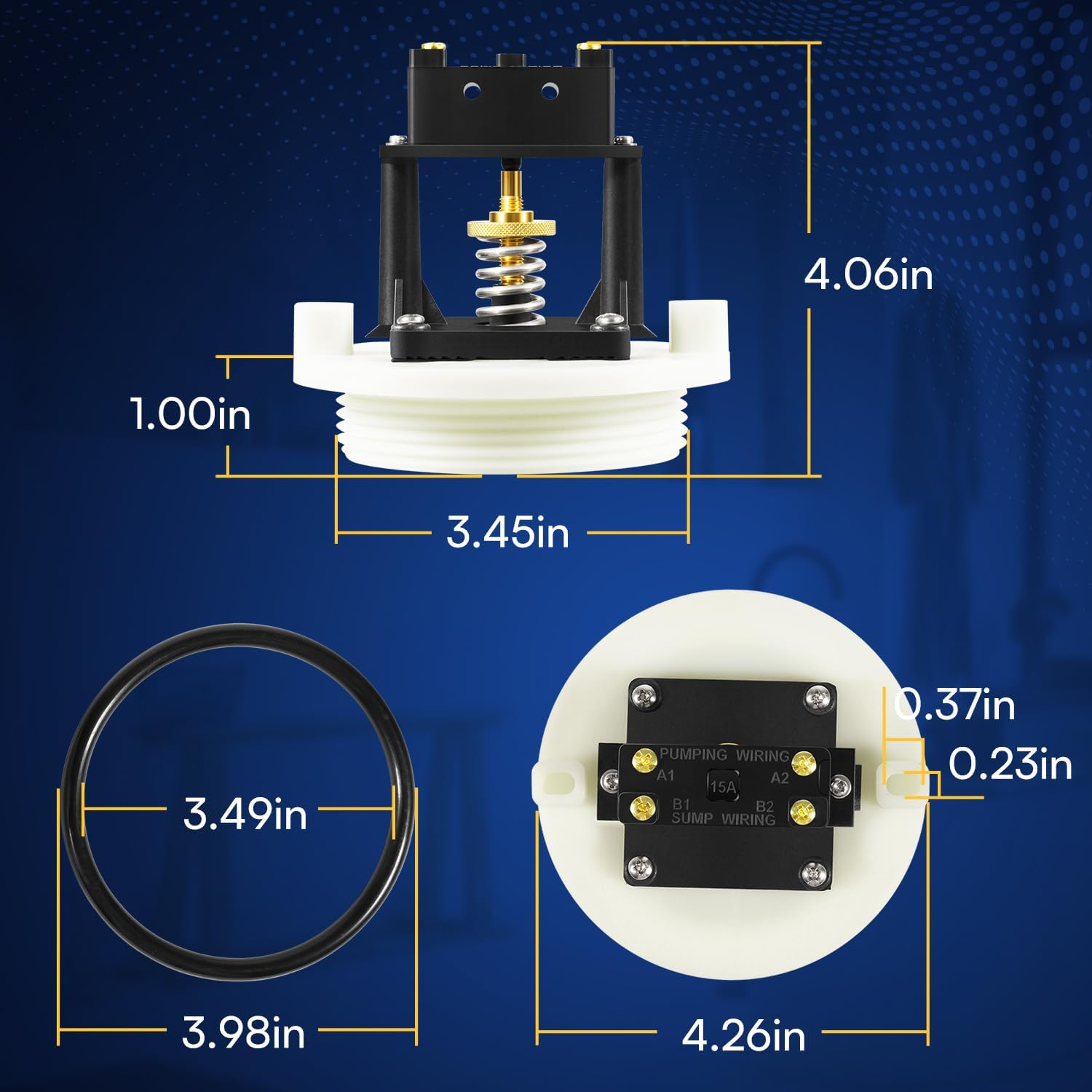 Sunluway Upgraded 385318032 Vacuum Tank Switch Kit with O-Ring Compatible with Sealand/Dometic, Accumulator Tank Vacuum Switch Direct Replace for 729100 Vacuum Tank, White