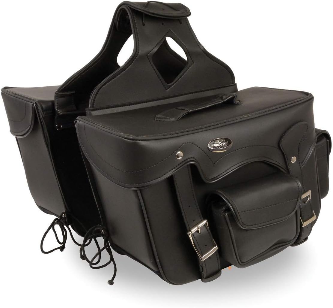 Milwaukee Leather SH66602 Zip-Off Double Pocket PVC Throw over Motorcycle Saddlebags - One Size image number 6