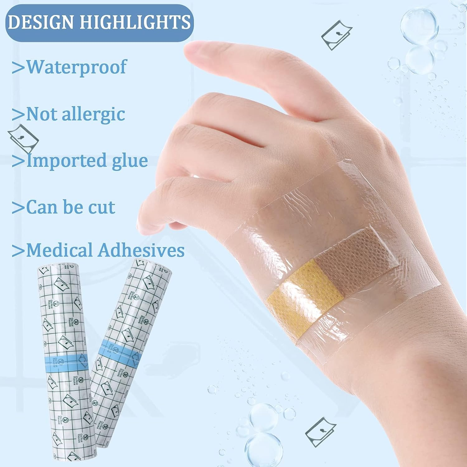Transparent Stretch Adhesive Bandage, 5.9 Inch X 11 Yard - Waterproof Clear Film Dressing Bandages, Tattoo Bandages Shower Shield Dressing Tape for Tattoos Swimming Showering image number 2