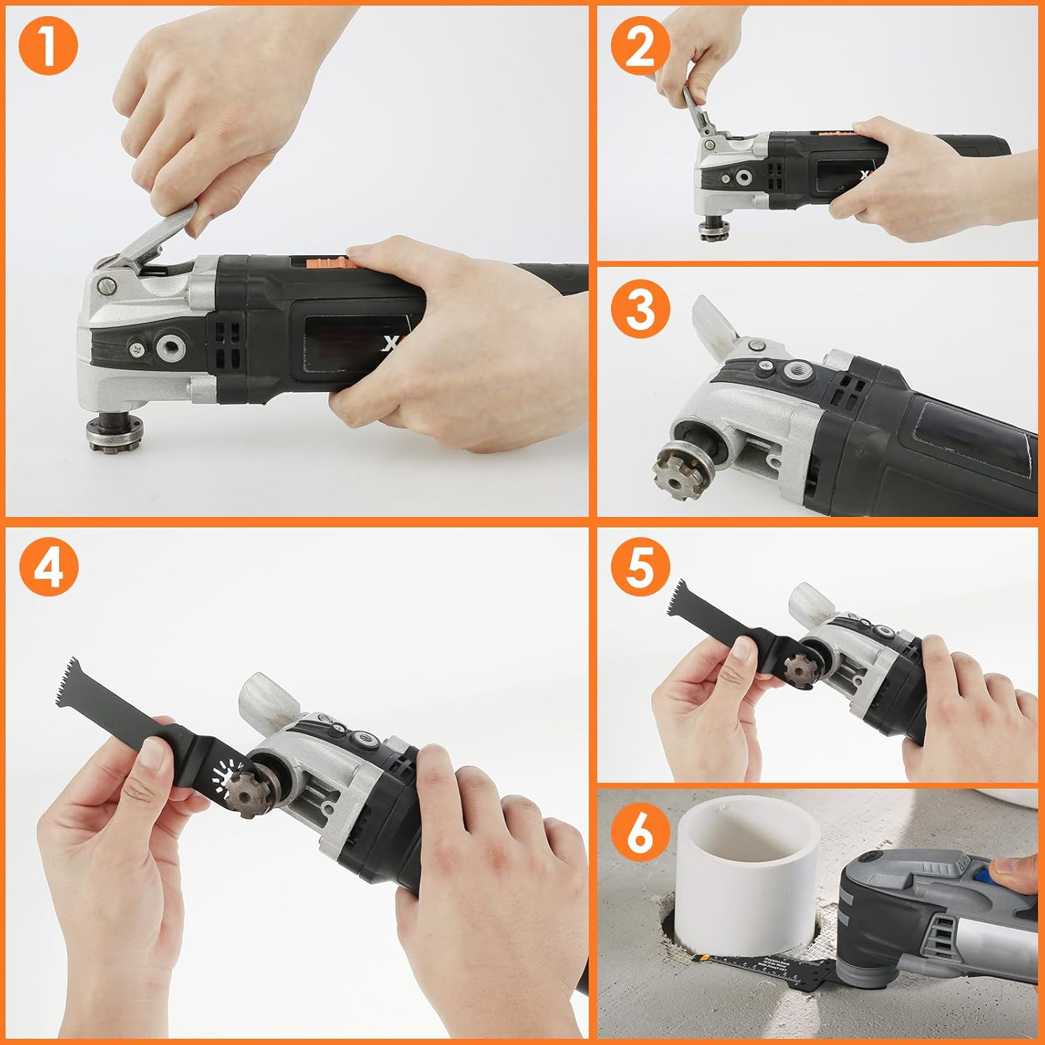 10Pcs Oscillating Saw Blades Set Quick Release Extra-Long Reach Bi-Metal Multitool Blades Universal Japanese Teeth Saw Blade High-Carbon Steel Oscillating Tool Blade image number 1