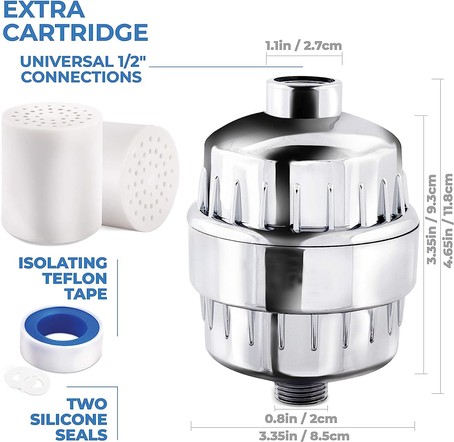 25 Stage Shower Filter with Vitamin C for Hard Water - High Output Shower Water Filter to Remove Chlorine and Fluoride - 2 Cartridges Included -Consistent Water Flow Showerhead Filter image number 6