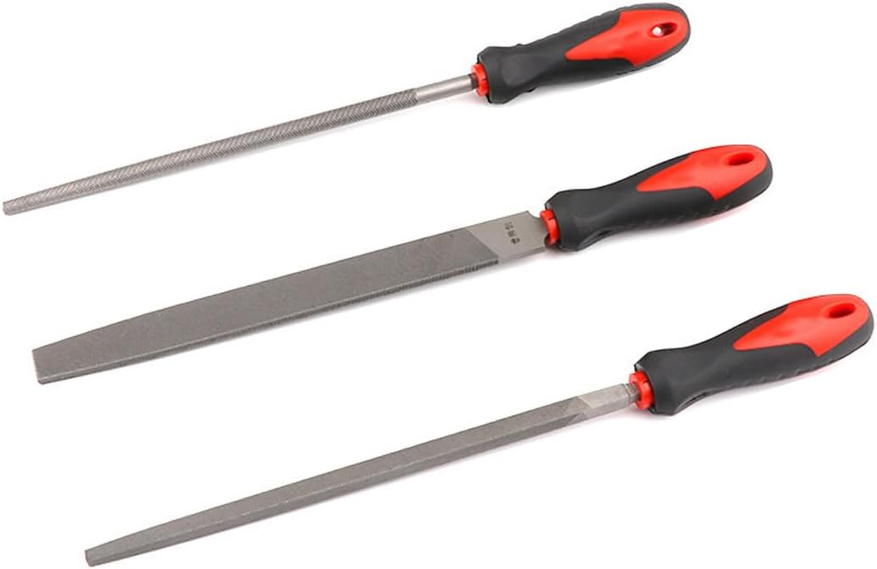 AIMALL 12" Flat Metal File Set with Soft Grip Handle, 3 Pieces, Precision Milled for Durable Cutting, Second-Cut Grade for Metal, Plastic, and Wood image number 4