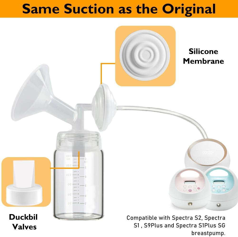 6Pcs Pump Parts Set,4Pcs Duckbill Valves and 2Pcs Silicone Membrane Replacement Parts Compatible with Spectra S1 S2 9 plus Breast Pumps image number 4