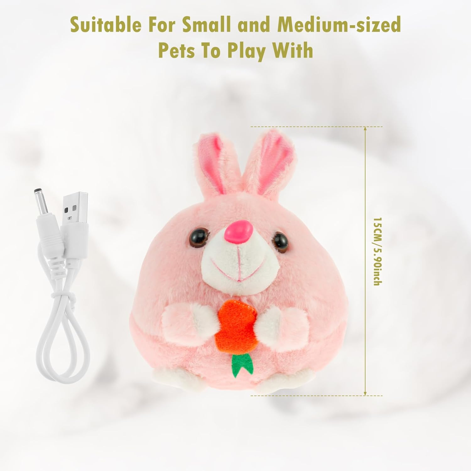 Active Moving Pet Plush Toy Moving Talking Dog Toy with Detachable Cover Cartoon Washable Interactive Dog Plush Toy Fun Sound Electronic Dog Toy Shake Bounce Moving Dog Toy for Dogs (Bunny) - Piggy image number 7