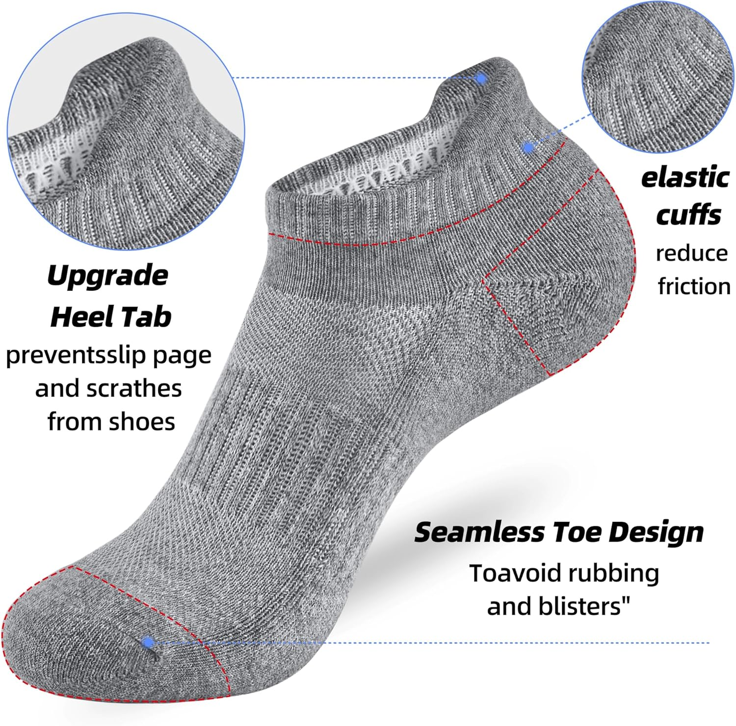 ATBITER 6 Pairs Women'S Ankle Running Socks Cushioned Low Cut Tab Athletic Socks image number 2