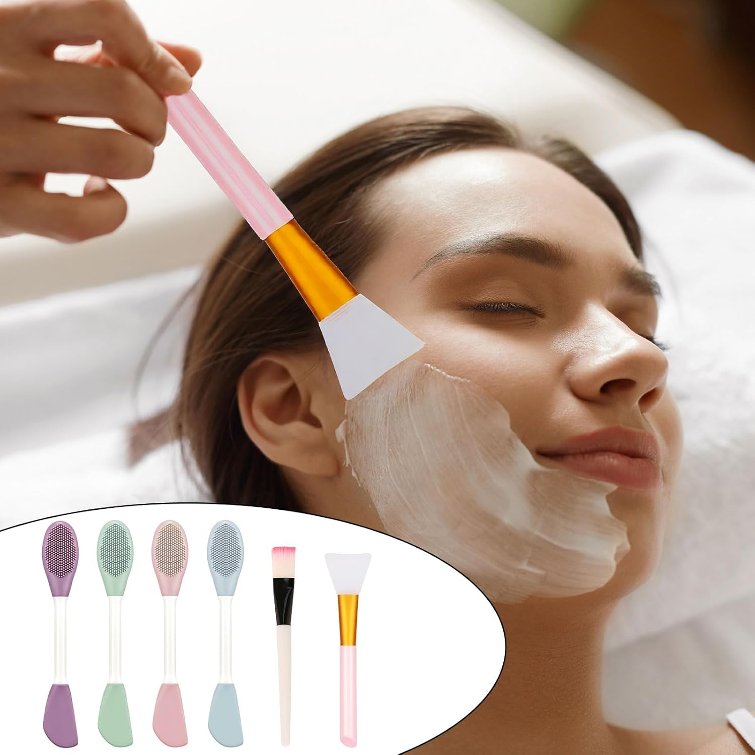 6 Pieces of Silicone Face Scrubber, Dual-Head Dual-Purpose Pore Cleaning Brush, Portable and Multi-Functional Skin Care Tools, Used for Blackhead Removal, Pore Cleaning and Gentle Exfoliation, Deep Pore Cleaning Massager image number 1