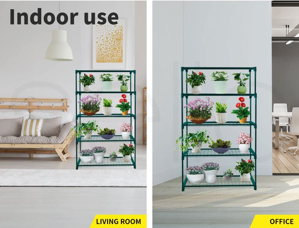 Levede 5 Tier Plant Stand 140Cm Tall Metal - Greenhouse, Indoors, Outdoors, Shelf, Flower Pot, Holder, Garden, Green X2 image number 5