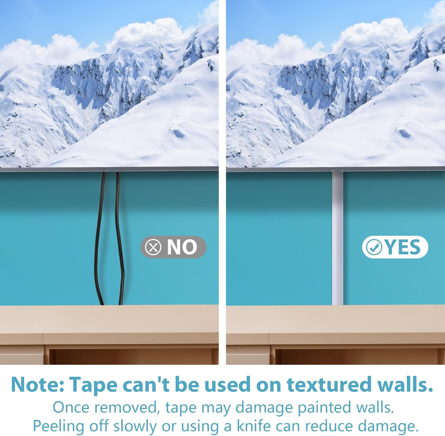 Zhiyo Cord Hider, 39'' Cable Hider for 1-2 Cords, Cord Covers for Wires on Wall, Wire Covers for Cords Wall Mount TV, Cable Raceway White 3Xl13, W0.98 X H0.45 image number 2