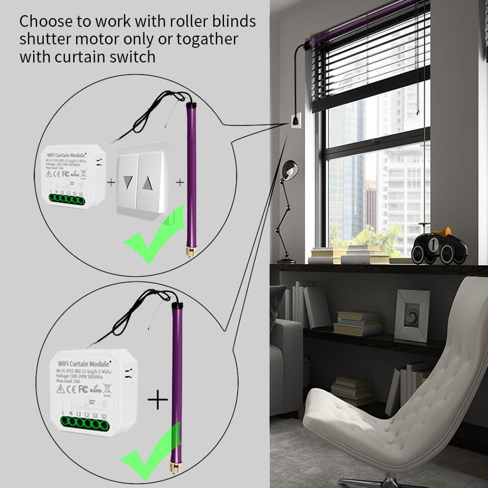 Tuya Wifi Curtain Blinds Module Switch Roller Shutter Motor Smart Life App Remote Control Voice Control with Alexa image number 3