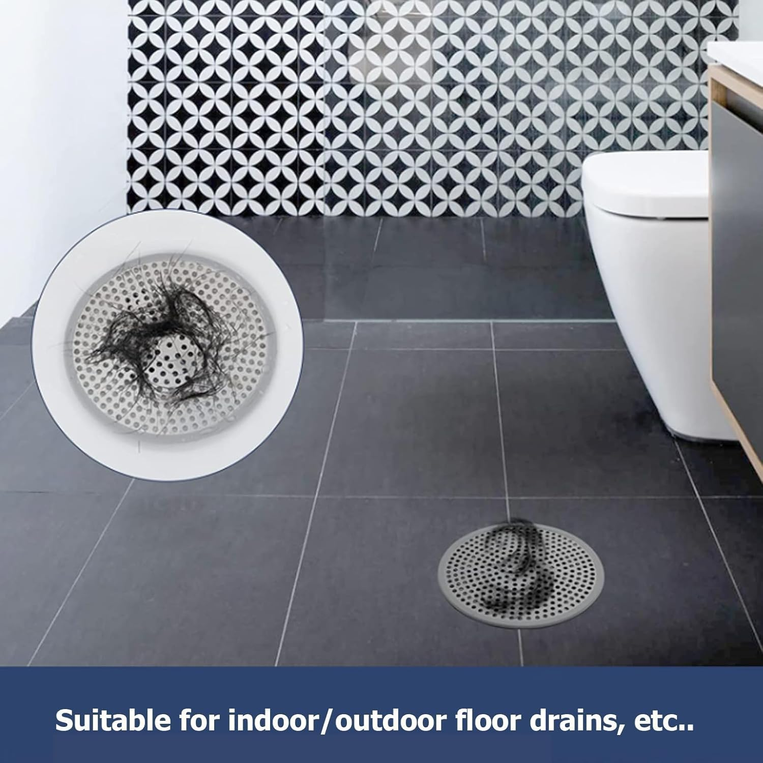 1 Pcs Shower Drain Hair Catcher,Stainless Steel Drain Cover,Bathroom Sink Strainer,Plughole Hair for Shower, Kitchen, Floor, Sink Plug Protector, Reusable, Robust Catcher Sewer Prevent Drain Clog image number 1