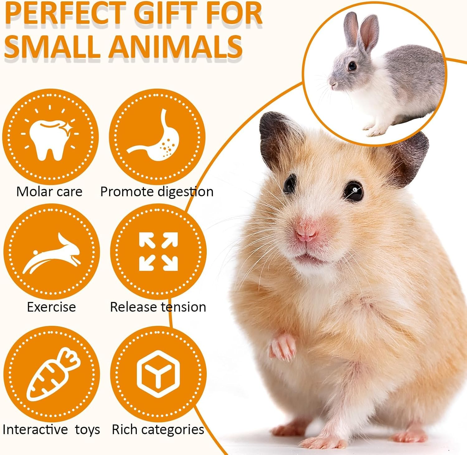 Hamster Toys Set, Guinea Pig Toys Rabbit Toys Small Animal Chewing Toy and Rat Cage Accessories, Chinchillas, Gerbils, Rats, Rabbit Rodents Teeth Care, Toy Swing Seesaw Bridge Guinea Pig Tunnel image number 2