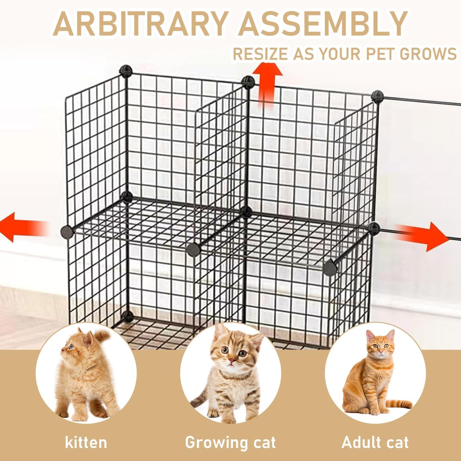 Enliansgo 4-Tier Cat Cage Enclosure, Large 111 * 75 * 146Cm Metal Wire House with Hammock, Cat Enclosures Detachable Metal Small Animal Cage Wire Fence Cage Indoor/Outdoor Cat Kennels for 1-3 Cats image number 4