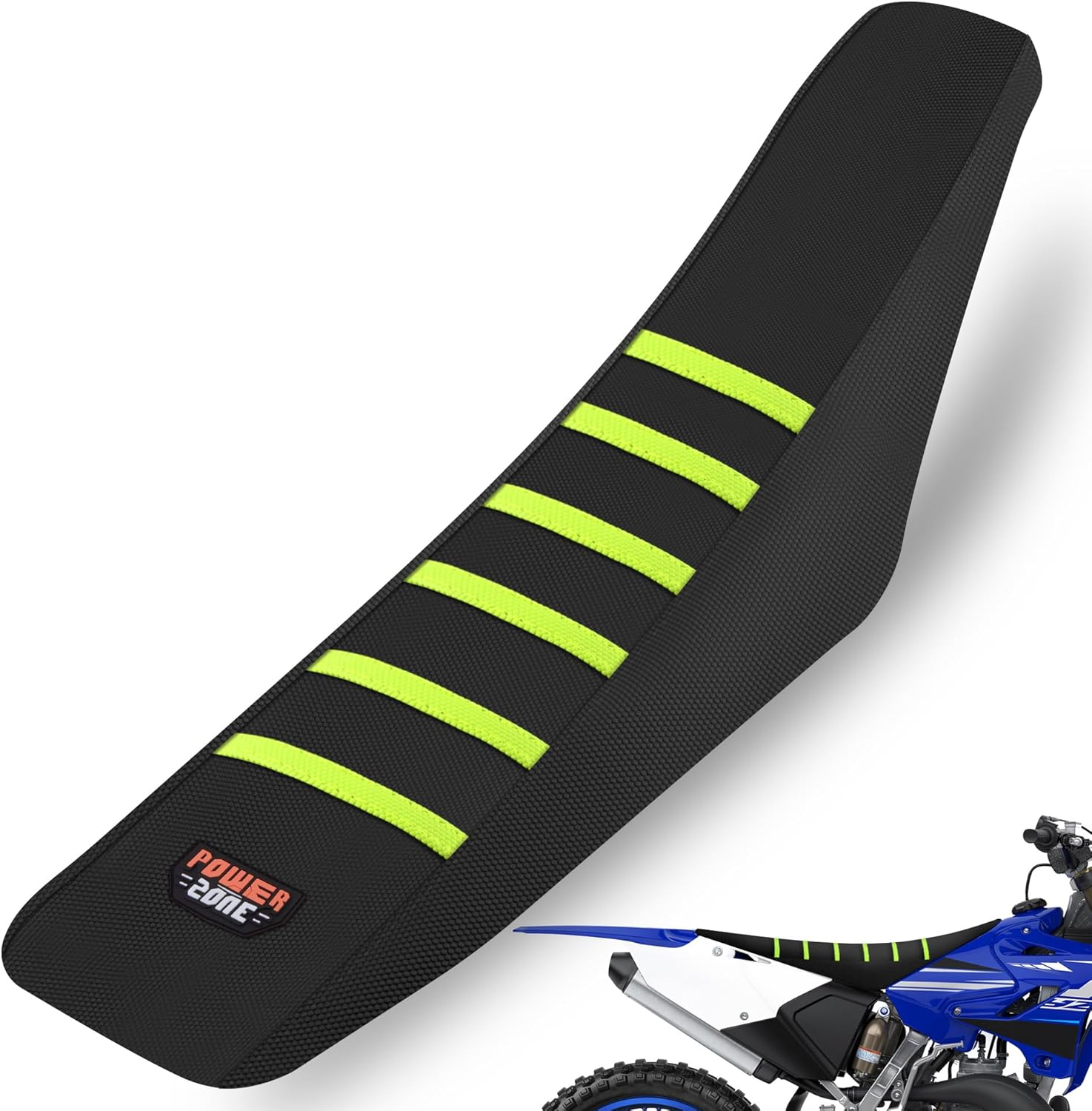 MCHMFG Motorcycle Universal Seat Cover Non-Slip Rubber Striped Gripper Soft Sewing for CRF WR WRF RMZ YZF SXF EXC EXC XC SX CR KLX Dirt Pit Bike Motocross off Road Motorbike (White)