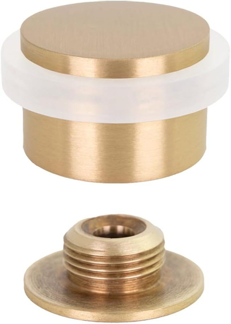 EVI | Adhesive Doorstop | Threaded Base | 0.8'' X 1.1'' | Natural Silicone | Brass Finished | Simple Fixation | 100% Functional | Mod. I-103/28 (Brass Mate - Black Rubber)