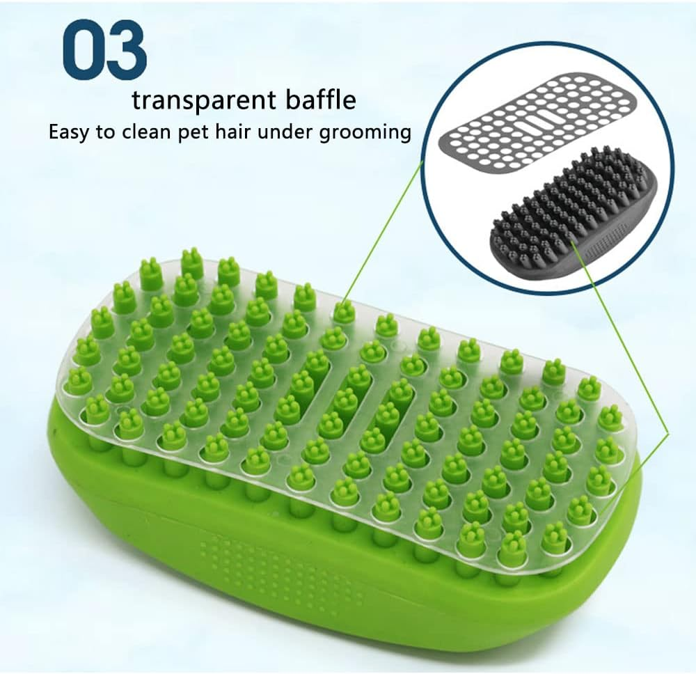 Dog Bath Brush,Soft Rubber Shampoo Brush,Non Slip and Comfortable,For Long Short Haired Dogs and Cats, Pet Grooming Brush,Green image number 4