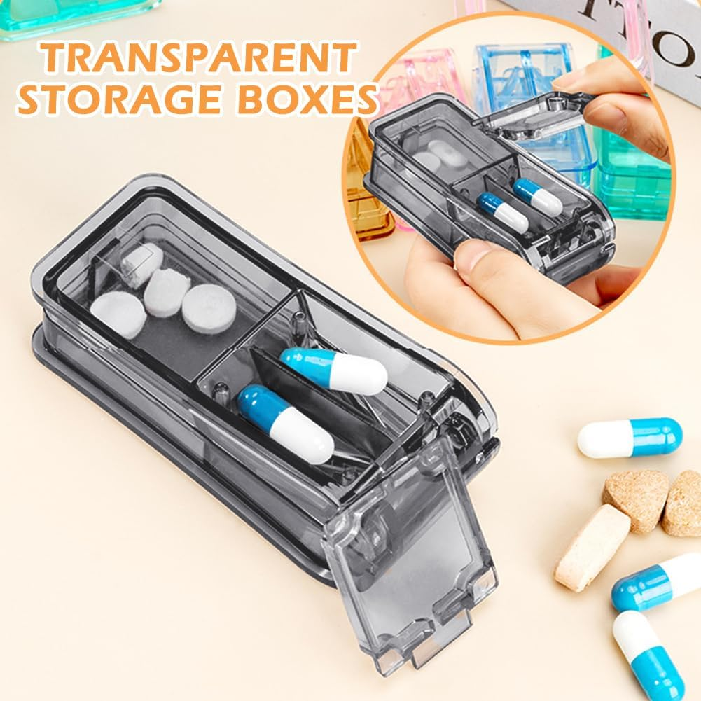 2 Pack Pill Cutter Splitter,Adjustable Pill Cutter with Stainless Steel Blade for Small or Large Pills Professional,Grey image number 1