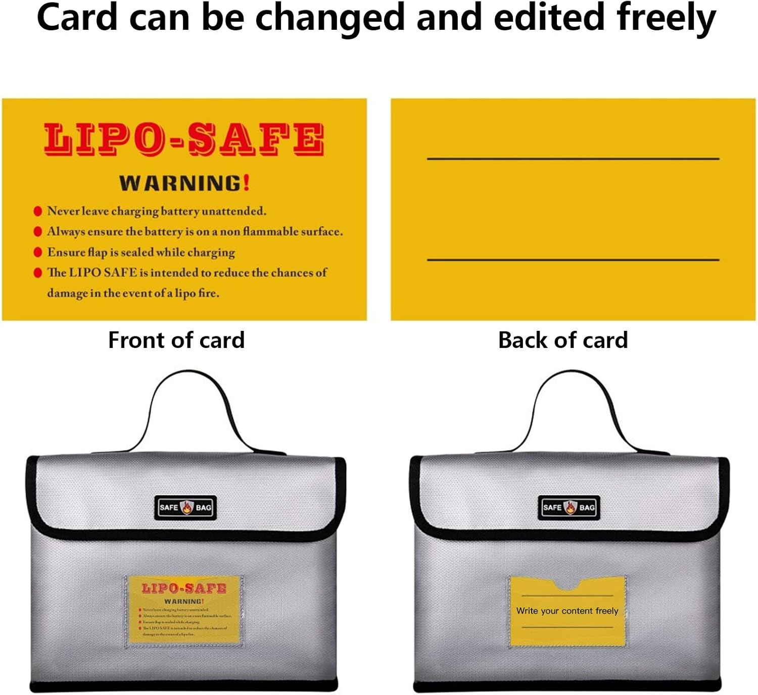 Lipo Bag, Portable Fireproof Explosionproof Lipo Battery Guard Safe Bag Large Storage Space for Battery Storage and Charging with Double Metal Zipper Case Pouch, 260 * 130 * 190Mm image number 6